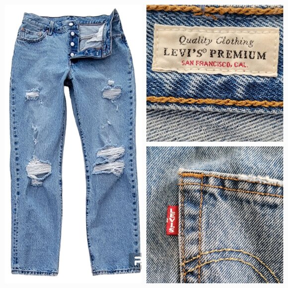 Levi's Denim - Vintage Levi's Premium Quality "Big E" 501 Distressed Button Fly Jeans 28 x 32
